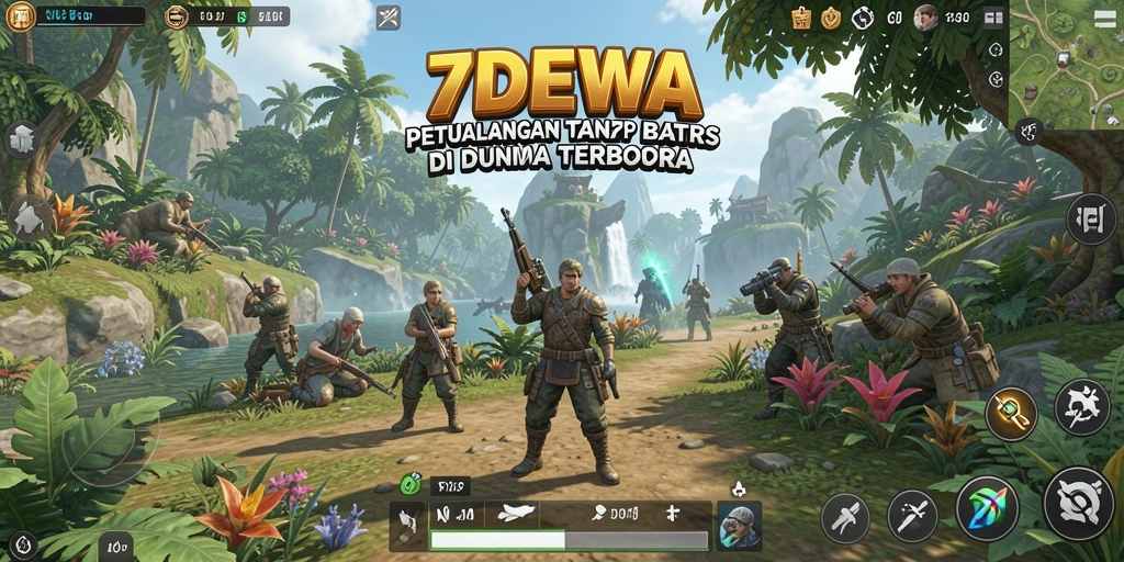 Gameplay 7DEWA yang mendebarkan dalam dunia terbuka.