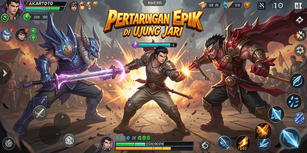 Gameplay pertarungan intens dan karakter unik di AKARTOTO.