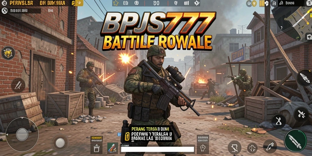Screenshot gameplay BPJS777 yang menegangkan dalam pertarungan Battle Royale.