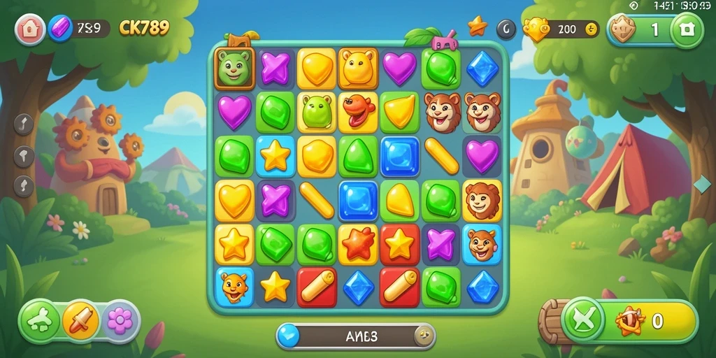 Tampilan gameplay CK789 dengan elemen Match-3 yang mengasyikkan.