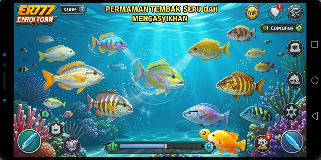 Tangkapan layar utama ER777 dengan gameplay seru Tembak Ikan.