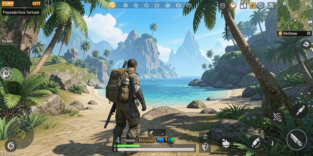 Tampilan gameplay FURLA77 yang menakjubkan saat menjelajahi dunia terbuka.
