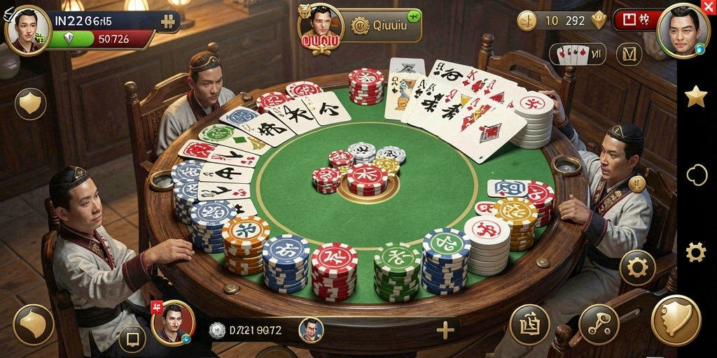 Screenshot gameplay QiuQiu yang seru dan kompetitif.