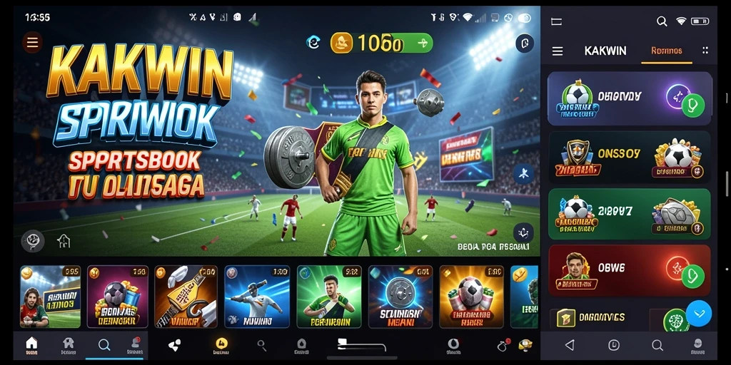 Screenshot gameplay KAKWIN yang menunjukkan taruhan olahraga live.