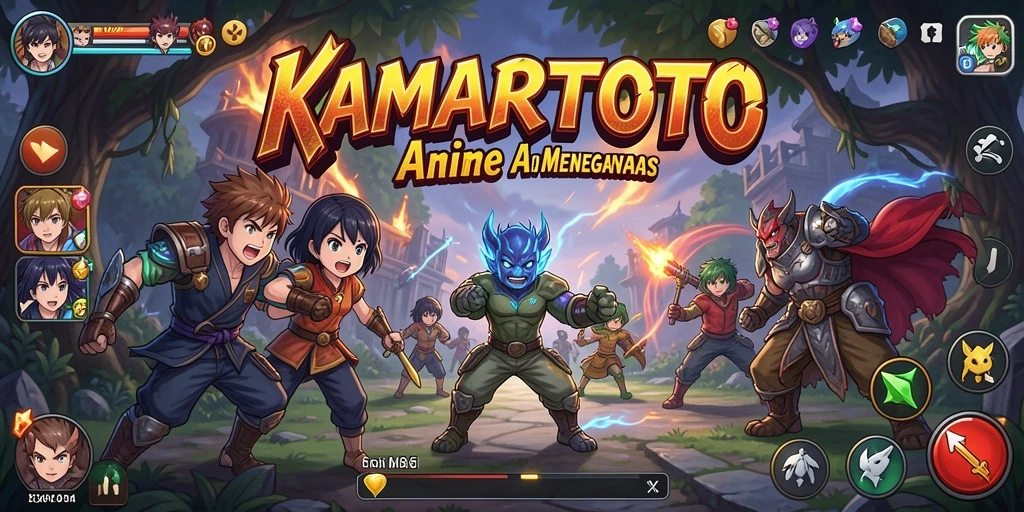 Screenshot gameplay KAMARTOTO menampilkan karakter anime dalam aksi seru.