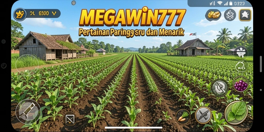 Screenshot gameplay MEGAWIN777 yang menunjukkan keseruan bertani.
