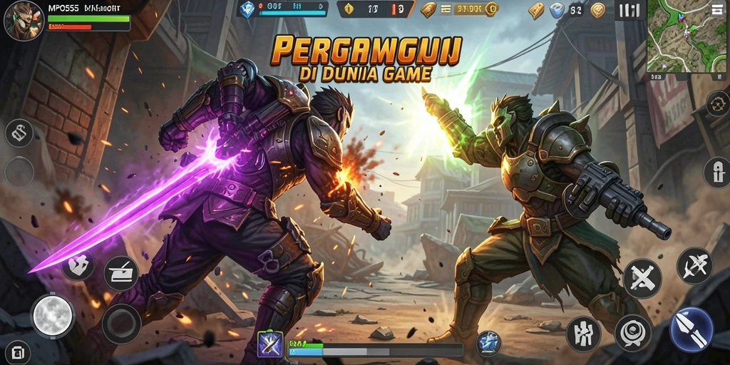 Tampilan gameplay <strong>MPO555</strong> dengan pertarungan yang intens dan karakter memukau.