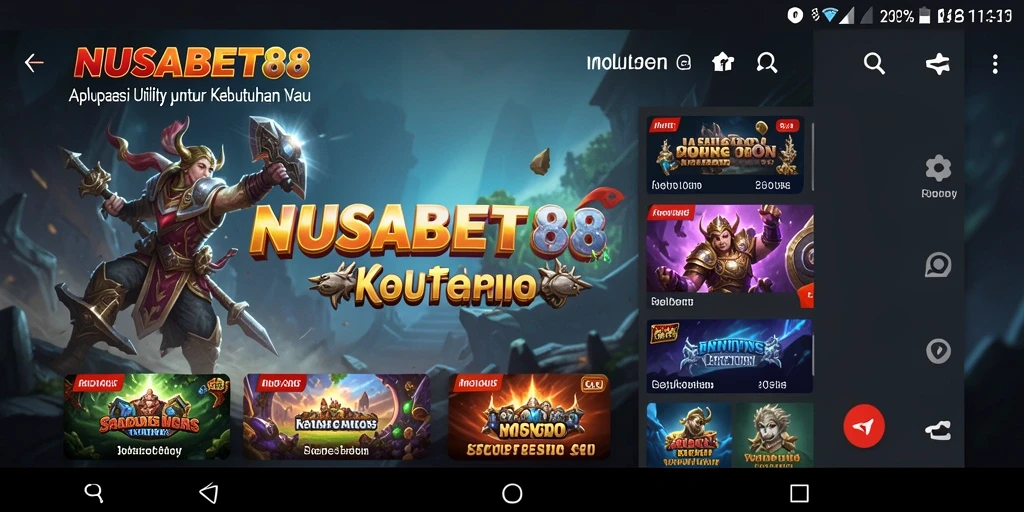 Antarmuka utama NUSABET88 dengan fitur-fitur Utility yang menarik.