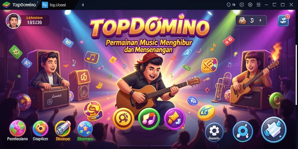 Screenshot utama TOPDOMINO menampilkan gameplay menantang dengan musik yang seru.