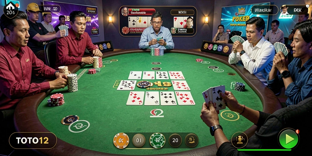 Screenshot utama TOTO12 menampilkan gameplay menarik dari Poker.